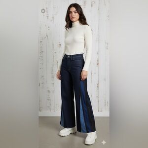 Vintage French Dressing Upcycled Bell Bottom Jeans Wide Leg Baggy 70s Style